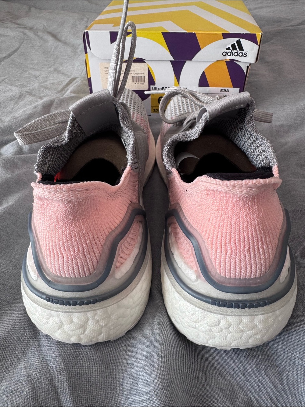 adidas Women’s Ultraboost 19 Running Shoes - Light Gray & Pink - 6 - Picture 6 of 8
